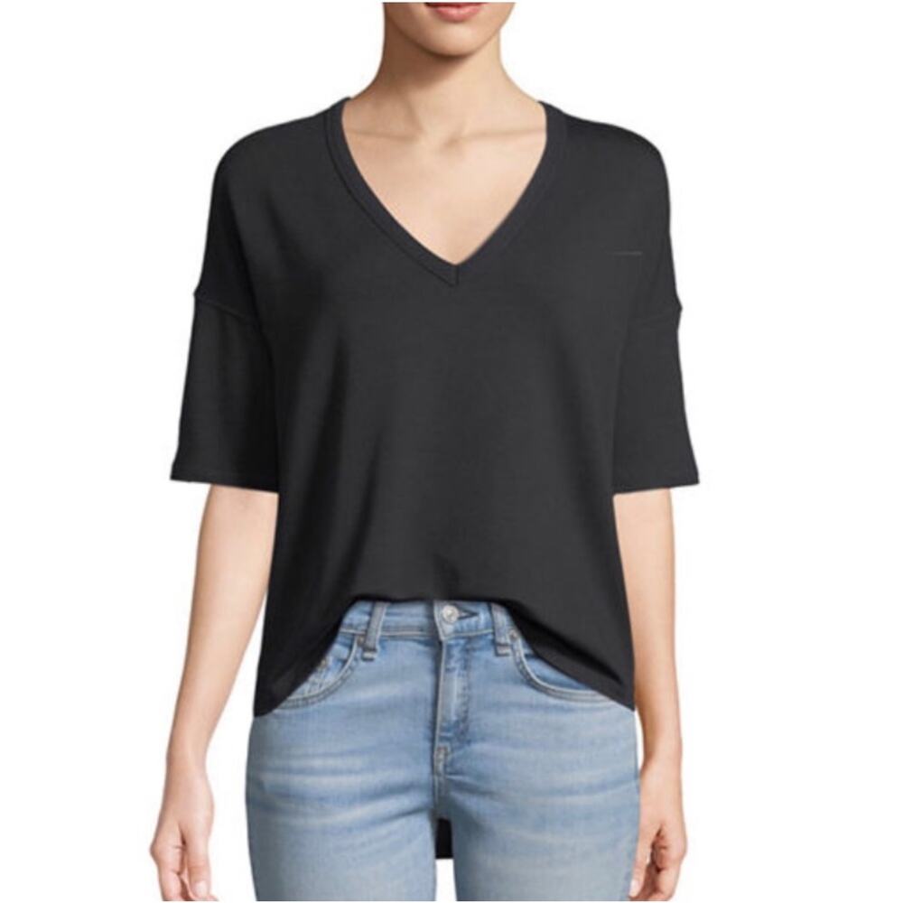 rag & bone Phoenix Vee Jersey V Neck Tee Black M - Picture 6 of 14